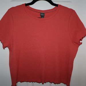 Wild Fable Short Sleeve Lettuce Edge Cropped Top